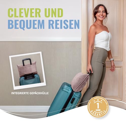 BOACAY Weiche & Warme Reisedecke für Flugzeug & Auto - Unentbehrlich für Lange Flüge für Frauen, Männer, Kinder - Kompaktes Kissen mit Gepäckhülle & Rucksackclip