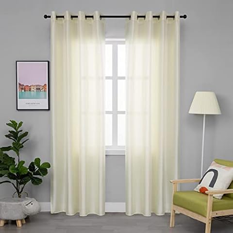 Cortinas de tela de seda sintética filtrantes para salón, dormitorio e interior Cover