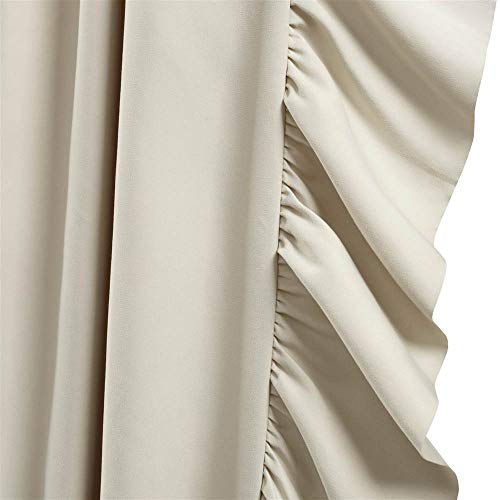 Lush Decor Reyna Ruffle Window Curtain Panel Set, Pair, 54" W x 95" L, Wheat - Flowy Curtain Set - Romantic Ruffle Curtains for Bedroom, Living Room, or Dining Room - Farmhouse & Cottage Home Decor by Lush Decor - Image 5