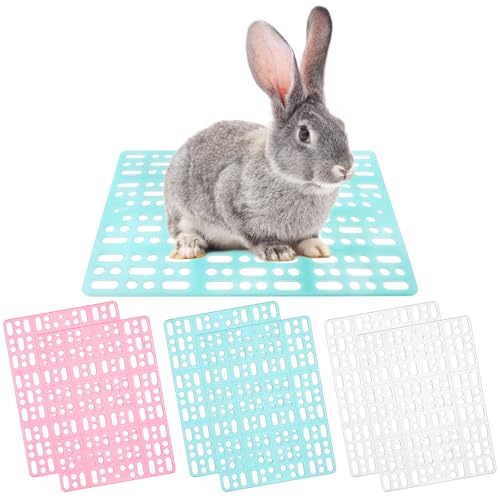 6 Pcs Rabbit Feet Pad,Leak-Proof Plastic Tray Pads,Small Animal Feet Pad for Small Animal Cages Hamster Rabbit Guinea Pig Cage Toilet Training Pads Easy Clean Floor Protectors (13.38' x 9.8')