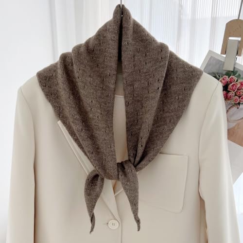 Knit Triangle Scarf for Women Small Head Scarf Aesthetic Accessories Trendy Neckerchief Cottagecore3