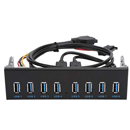 Lector de Tarjetas Interno de 5,25 Pulgadas, USB3.0 HUB de 8 Puertos Panel de Unidad óptica Panel de Control Panel de PC de PC Panel Frontal USB con Interfaz USB3.0 19PIN para Windows/Linux/Mac