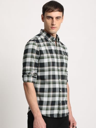 Image of THE BEAR HOUSE Men Cotton Slim Fit Solid Casual Shirt