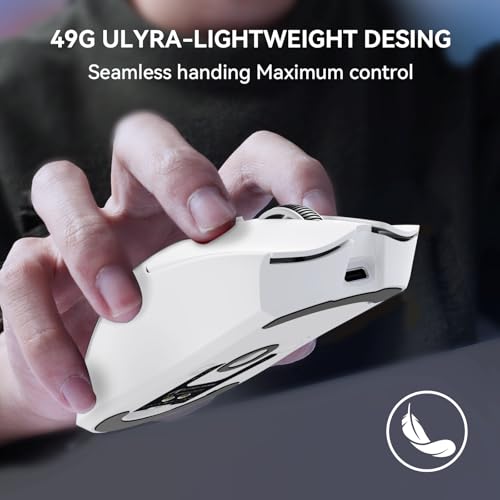 Image of ATTACK SHARK X1 Superlight Wireless Gaming Mouse with RGB Magnetic Charging Dock, BT /2.4G Wireless /Wired Gaming Mouse, PAW3395PRO Gaming Sensor, 40000DPI, 53g Office Mice for PC /Mac /Win /Xbox (White)