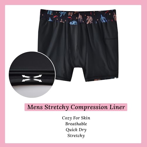 Mens 5.5 inch Printed Short Swim Trunks Compression Liner Quick Dry Swimwear Bathing Suits Boardshorts Beach Wear3