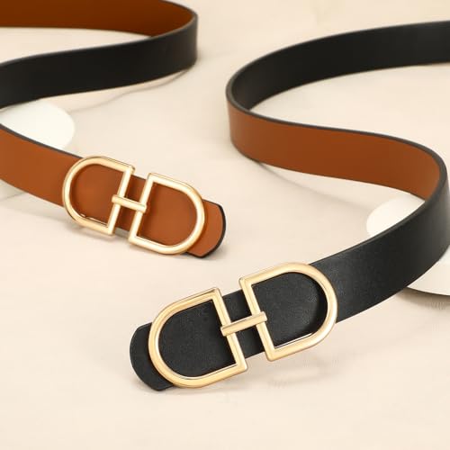 IAKING Reversible Leather Belt for Women With Gold Buckle Ladies Two-in-One Leather Womens Belt for Jeans Pants Dresses2