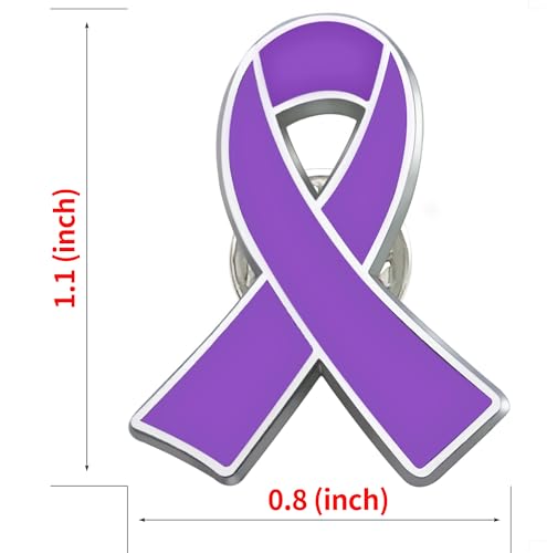 25/50/100/200 pieces purple awareness ribbon pin lapel for Alzheimer's disease against domestic violence disease awareness purple ribbon enamel lapel pin badge bulk2