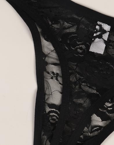 Men's Lace Thong Underwear, Sheer Floral See-Through Briefs, Sexy Lightweight Breathable Lingerie for Men3