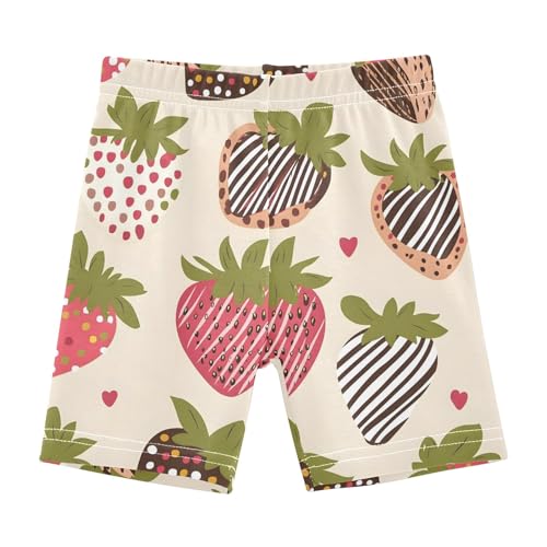 CHIFIGNO Girls Breathable Cartwheel Shorts Kids Bike Shorts Under Dress Dance Short Cute Chocolate Strawberries 5T