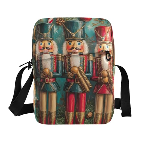Crossbody Bag Three Christmas Nutcracker Messenger Bag for Women Men Purse Shoulder Bag Satchel Bag with Adjustable Strap 214B9130
