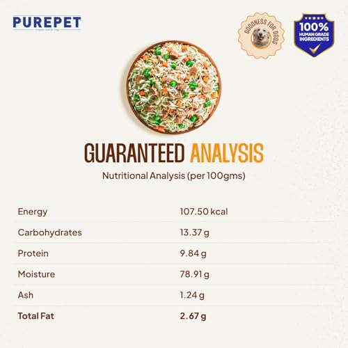 Image of Purepet Fresh Dog Food Chicken Biryani, for Adult & Puppy, 100gm | High Protein, 65% Real Chicken, 35% Veggies & Rice | No Preservatives | Ready to Serve | All Breeds | One Pack One Meal