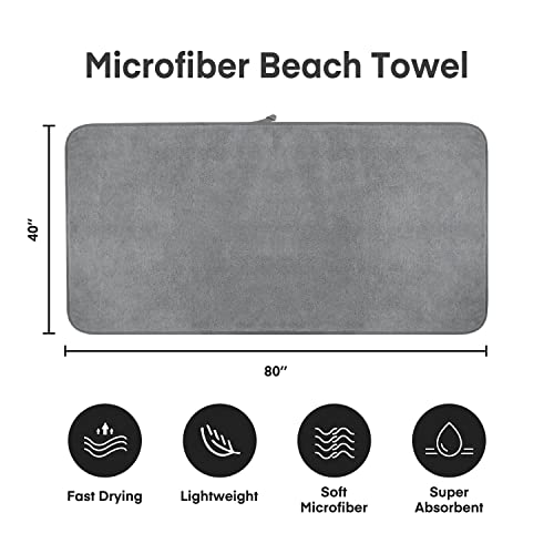 Image of JML Luxury Hotel & SPA Oversized Bath Towels (2 Pack, 40 inchx80 inch) - 350GSM High-Density Fleece Towel Sets - Super Soft and Absorbent, Lint Free, Fade Resistant Extra Large Bath Sheet, Grey