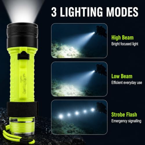Linterna de buceo recargable portátil para evitar la oscuridad en uso subacuático 4