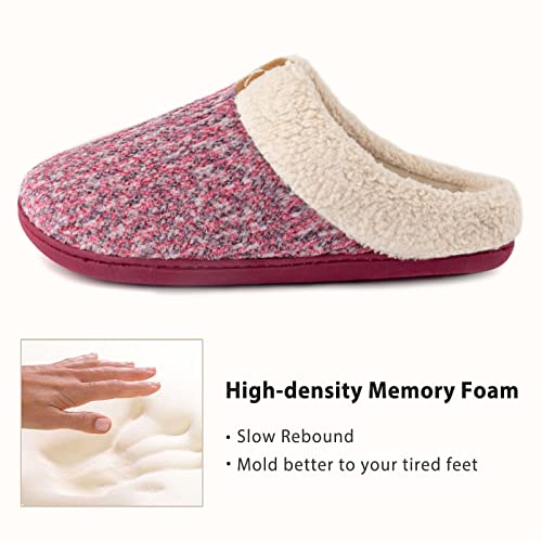 ULTRAIDEAS Women's Indoor Bedroom Slipper with Memory Foam, Gift for Women, Wool-Like House Shoe with Anti-Skid Rubber Sole for Ladies(Size8.5,Pink)