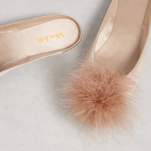 miss left Women Closed Toe Furry Flat Slippers Slip on Cozy Anti-slip Sole Satin Bedroom Flats Lightweight Indoor Outdoor Shoes Size 4-16 US3