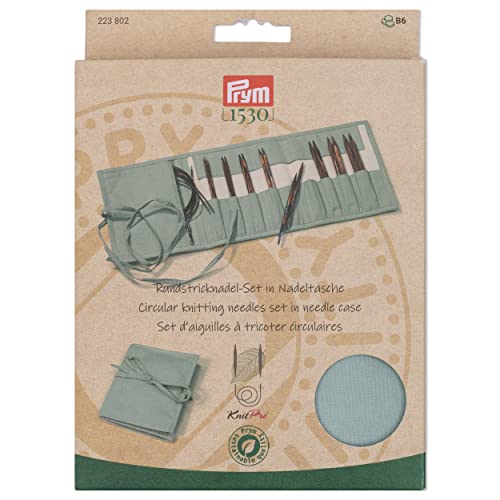 Legno naturale Prym 223802 - Set di ferri circolari per lavorare a maglia, 3,5-8, colore: petrolio naturale