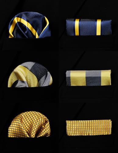 Image of HISDERN Mens Ties Extra Long Tie and Pocket Square Set 63 Inch XL Tie Pack Collection Present Box Necktie Lot 3 PCS