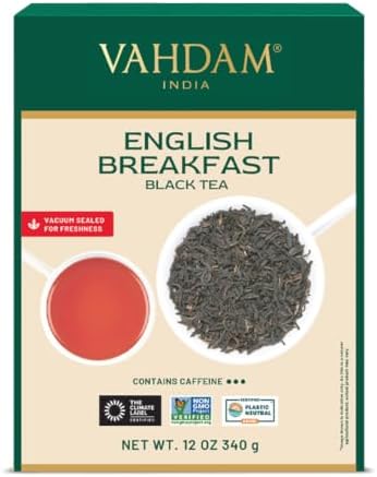 VAHDAM, Original English Breakfast Black Tea Leaves 340g (170+ Cups) | Strong, Robust & Aromatic Loose Leaf Tea | Unblended Single Origin Loose Leaf | Vacuum Sealed Pack