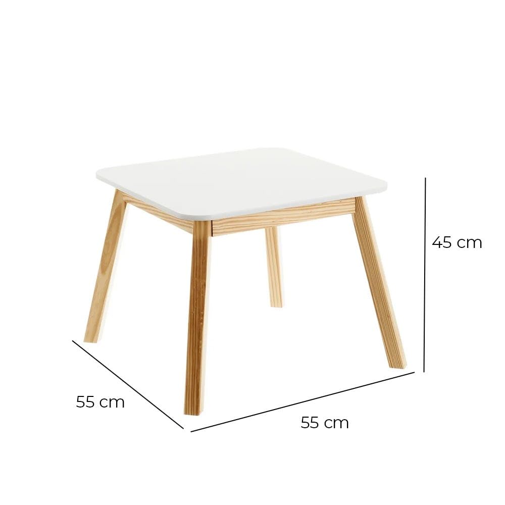 DRW Mesa Infantil de Madera MDF en Blanco y Natural
