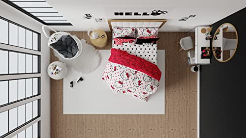 Image of Hello Kitty Polka Dot Bedding 7 Piece Super Soft Comforter and Sheet Set with Sham, Full, (Official Licensed Product) by Franco Collectibles