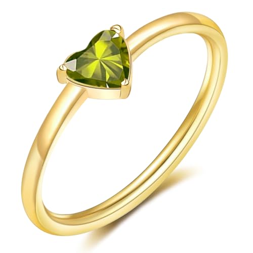 Btysun Gold Rings for Women August Birthday Gift for Women Her Christmas Gifts for Wife Mom Birthday Gifts Adjustable Anniversary Wedding Gift Peridot Ring Birthstone Jewelry