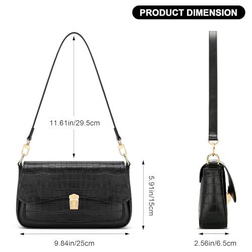 Image of KKXIU Small Shoulder Bag for Women Cute Hobo Handbags Mini Clutch Purses | Classic Trendy Retro Underarm Crossbody Bag with Detachable Straps, Zipper Closure