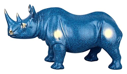Statue de rhinocéros bleu en résine RLKHXBS pour décoration de table et salon européen