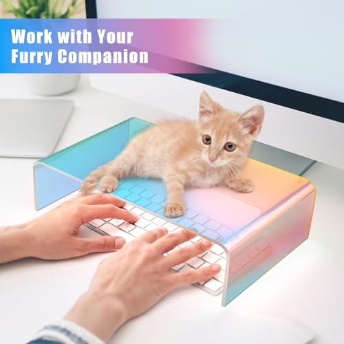 Support de moniteur acrylique irisé ergonomique NiHome pour bureau et PC - 7