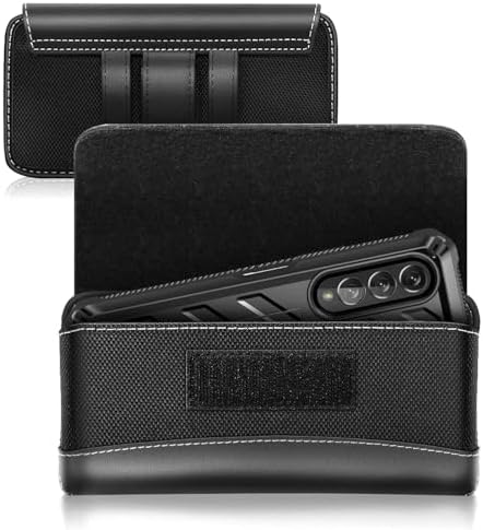 SUPCASE [Holster Series] Case Designed For Samsung Galaxy Z Fold 5 / Z Fold 4 / Z Fold 3 / iPhone 14 Pro Max 6.7 inch, Wear-Resisting Leather Pouch Case with Belt Clip - Black