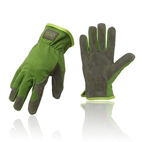 Preisvergleich Produktbild General Utility Arbeitshandschuhe mit Rindsleder-Handfläche, Atmungsaktives Design, grün