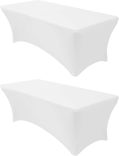 Paquete de 2 manteles elásticos de elastano (blanco, 6 pies)