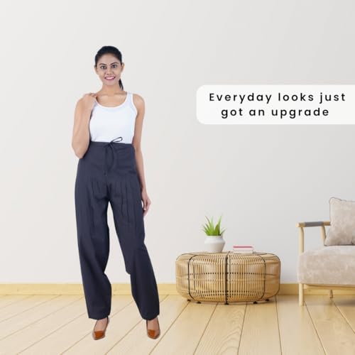 Image of Happy Bunny Salwar Pant - Modern Style Pure Cotton for Women - Ethnic Semi Patiala Trouser - Office,Home - All Day Comfort Wear with Drawstring