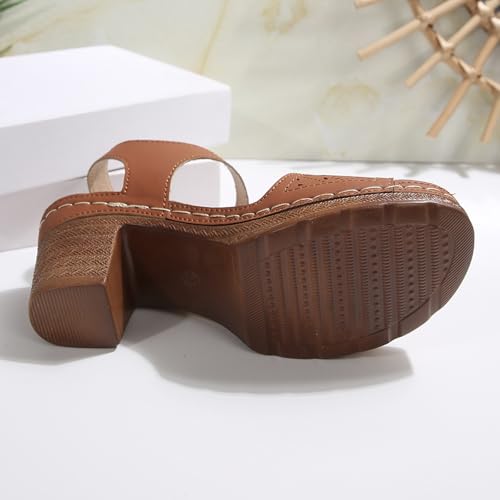 Sandales d'été confortables avec talon carré stable et boucle solide