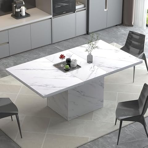 HSH White Faux Marble Dining Table Cover
