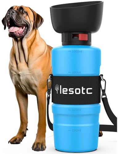 Lesotc Dog Water Bottle, Portable Pet Water Dispenser, Leak Proof Travel Squeeze Water Bottle for Dogs, Puppy Essentials Dog Stuff Accessories for Outdoor Walking, Hiking, BPA-Free, Lightweight