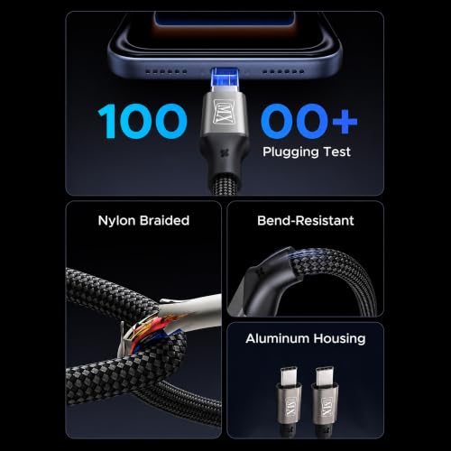 Image of MX 240W Type-C Fast Charging Cable 1.2M, Magnetic Self-Coiling Nylon Braided PD 3.1 Charging Cable with E-Marker Chip, 480Mbps Data Transfer for Laptops, Tablets & Smartphones