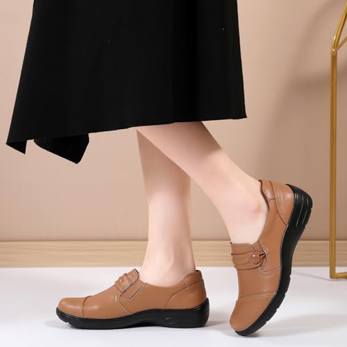 Image of QAE Loafers for Women Orthopedic Loafers for Women Comfortable Women's Flat Slip-Ons Shoes for Dress Work Business Casual