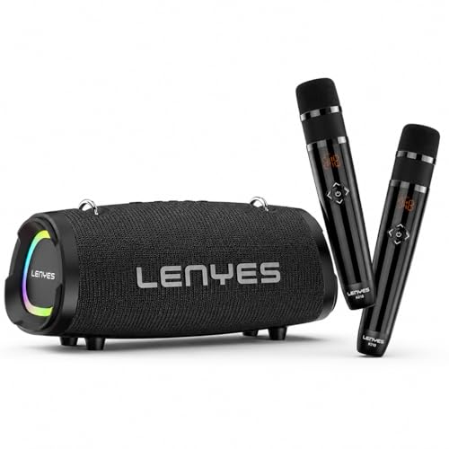 Image of Lenyes S872 Bluetooth Speakers Wireless, 160W Peak Output, 2.1 Stereo Sound, IPX6 Waterproof, 9000mAh Battery, TWS Pairing Bluetooth Speaker, AUX /TF /USB Playback, Mic & Power Bank Support - Black