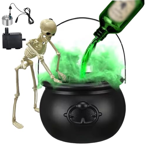 Cauldron de sorcière Halloween 7.7 pouces avec squelette et diffuseur - 2