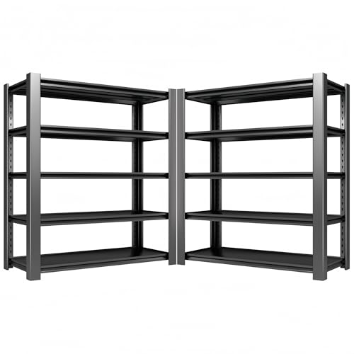 Image of 4000 LBS Heavy Duty Garage Shelving, 60 inch W x 24 inch D x 76 inch H Metal Storage Shelves, Adjustable Boltless Steel Storage Rack for Garage, Basement, Warehouse, Pantry 2PACK