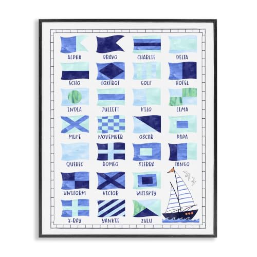 Nautical Flag Sailing Maritime Chart, 11 x 14 Inch Framed Giclée Print