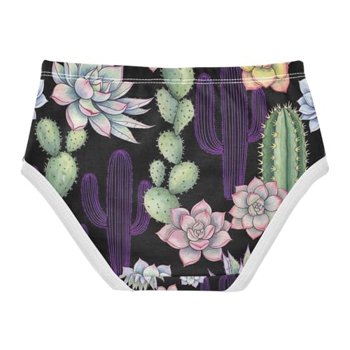 Toddler Girl Panties, Watercolor Succulents Cactus Cotton Girls Underwear, 2–8 Years2