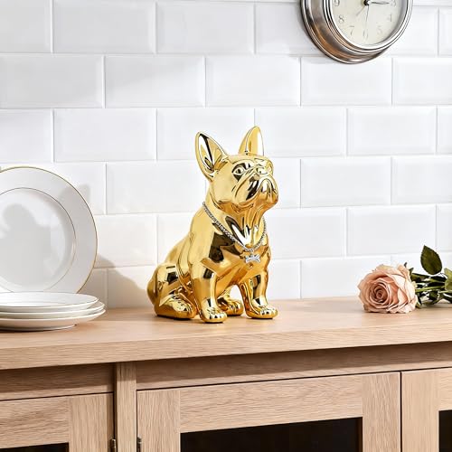 Estatua de Bulldog Francés de Resina Dorada 8 in miniatura 3