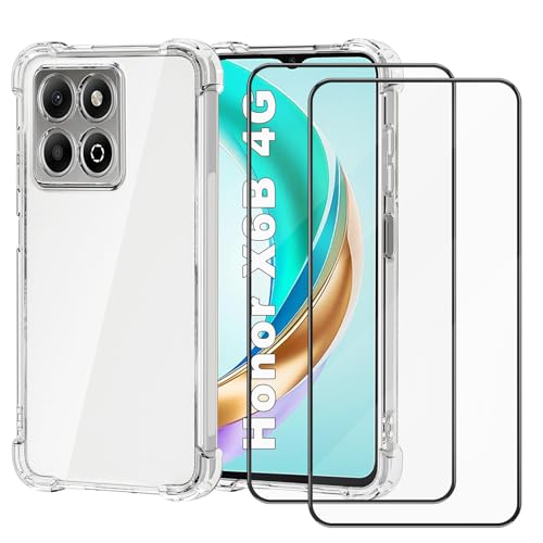 Vancle Trasparente Cover per Honor X6 B con 2 Pezzi Vetro Temperato, Cassa Anticaduta, Spessato Resistente ai Graffi Silicone Antiurto Protezione Case