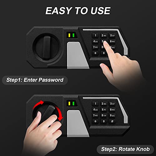 Tenamic Fireproof Safe Box 1.2 Cuft Electronic Digital Security Box, Keypad Small Lock Box Cabinet Safes With Internal Light, Solid Alloy Steel Office Hotel Home Safe With 2 Passwords, Black #TOP5