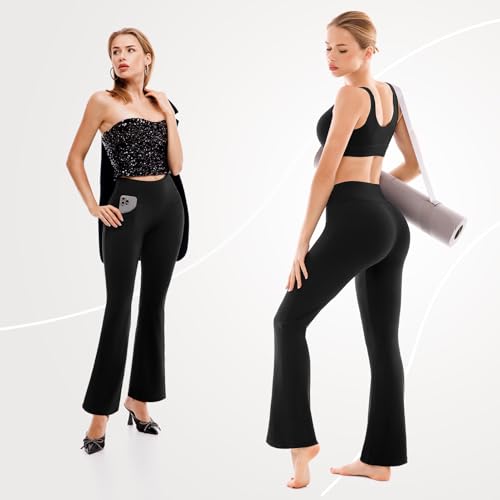 Flare Yoga Pants with Pockets for Women, High Waisted Bootcut Leggings for Workout Casual4