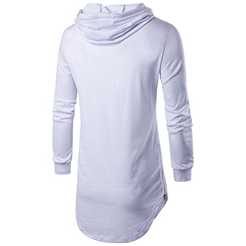 DANNI Men 's Fashion Hooded Round Neck Sweater Mens Hipster Hip Hop Longline Curved Hem Long Sleeve Hoodie Zipper T-Shirt4