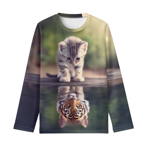 Image of WELLFLYHOM Long Sleeve T-Shirt for Boys Girls 3-16 Years Old Tee Tops Crewneck Pullover Shirts Fall Outfits