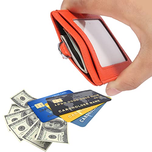 Cow Leather ID Badge Holder with Lanyard(Full Grain Leather,3"*4.5"),1 Clear ID Window and 3 Card Slots,Nylon Neck Lanyard with rotatable and Removable Metal Clasp,Vertical Name Badge Holders - Image 4