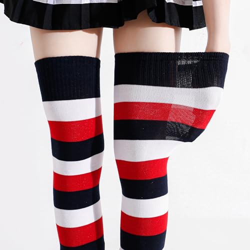 Image of Kayhoma Extra Long Cotton Stripe Thigh High Socks Over the Knee High Socks